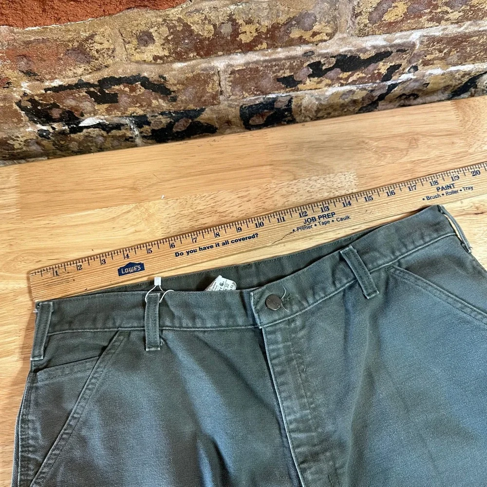 Carhartt B11 MOS Green Washed Duck Canvas Carpenter Workwear Pants Mens 36x32